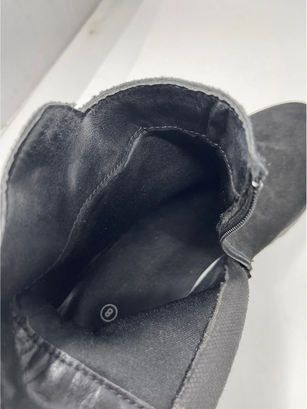 Women’s Black Suede Ankle Boots Size 8 Dual Side Zip Lug Sole Comfort Booties